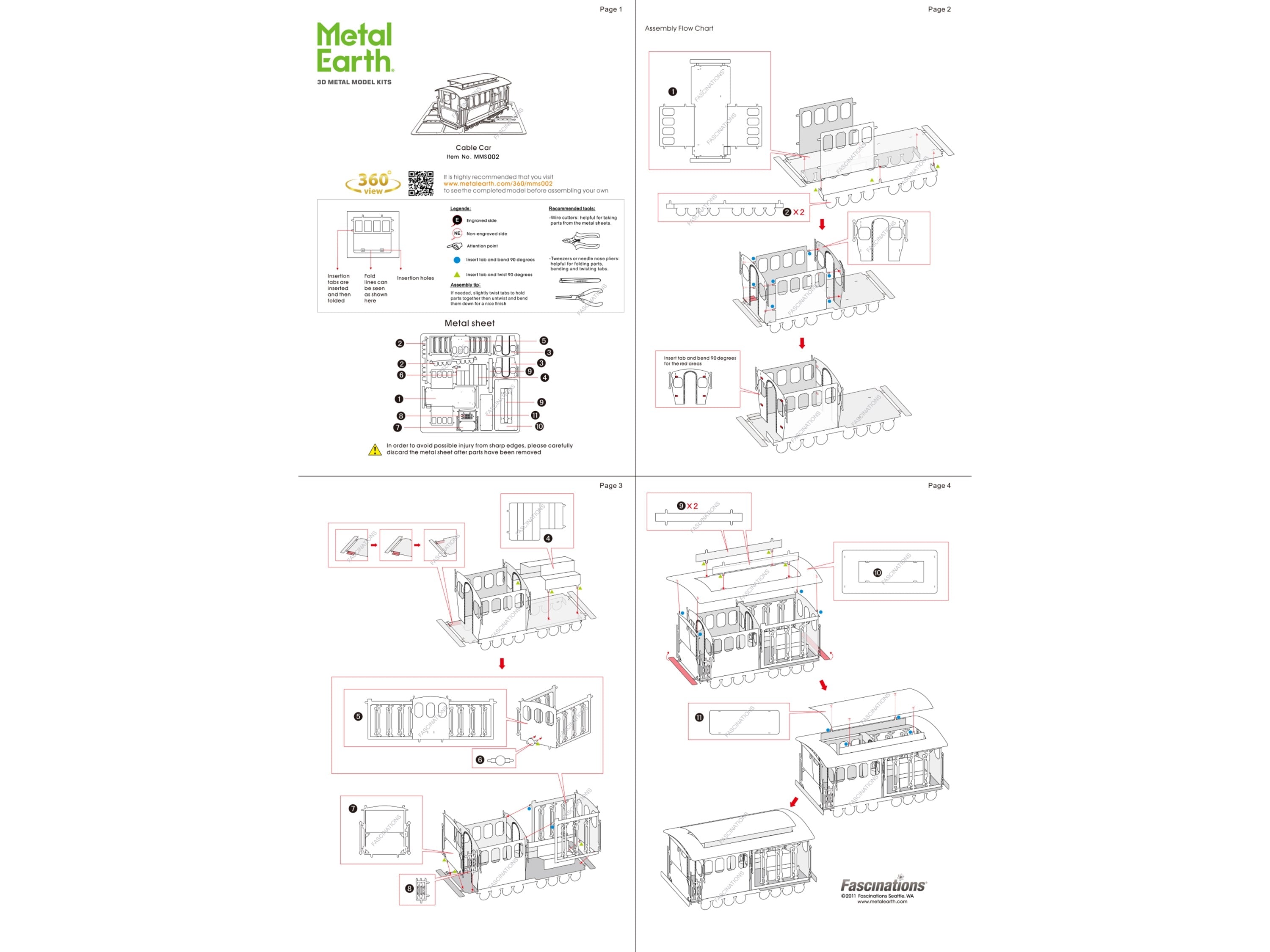 Model Kit San Francisco Cable Car "Powel & Mason St" (Easy Difficulty) Steel Model by Metal Earth