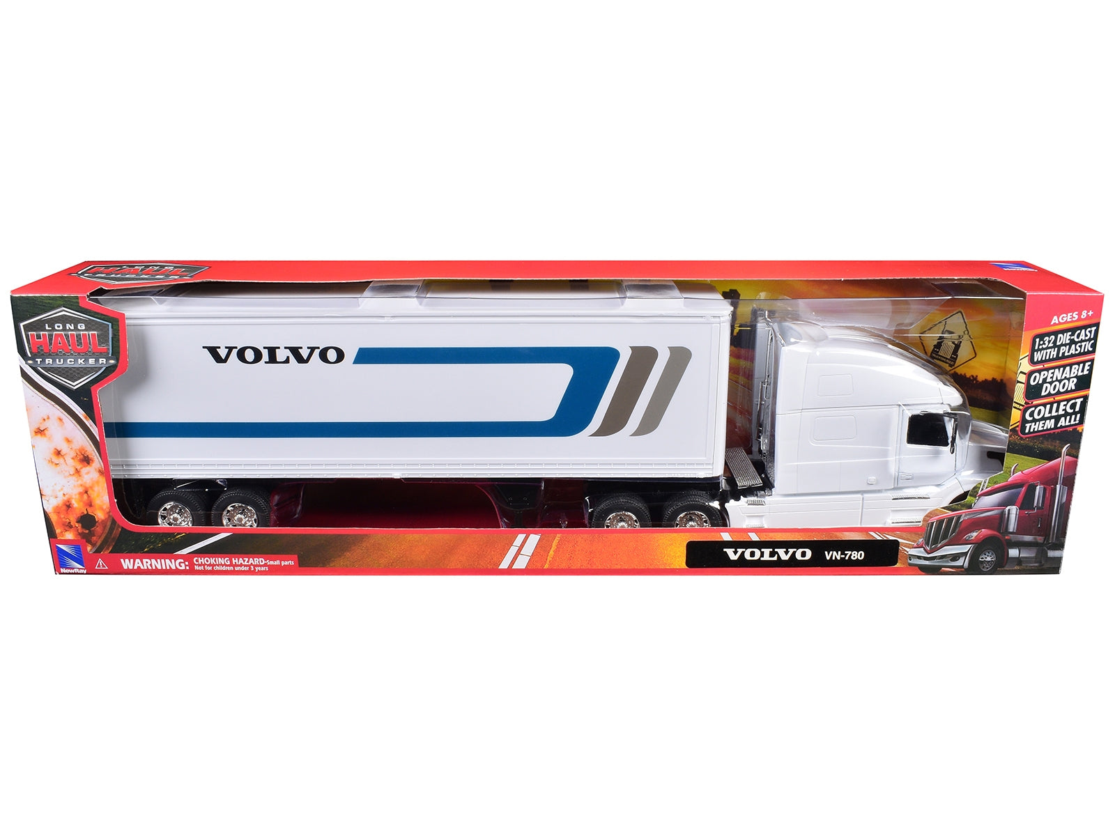 Volvo VN-780 Truck with Dry Van Trailer White "Long Haul Truckers" Series 1/32 Diecast Model by New Ray
