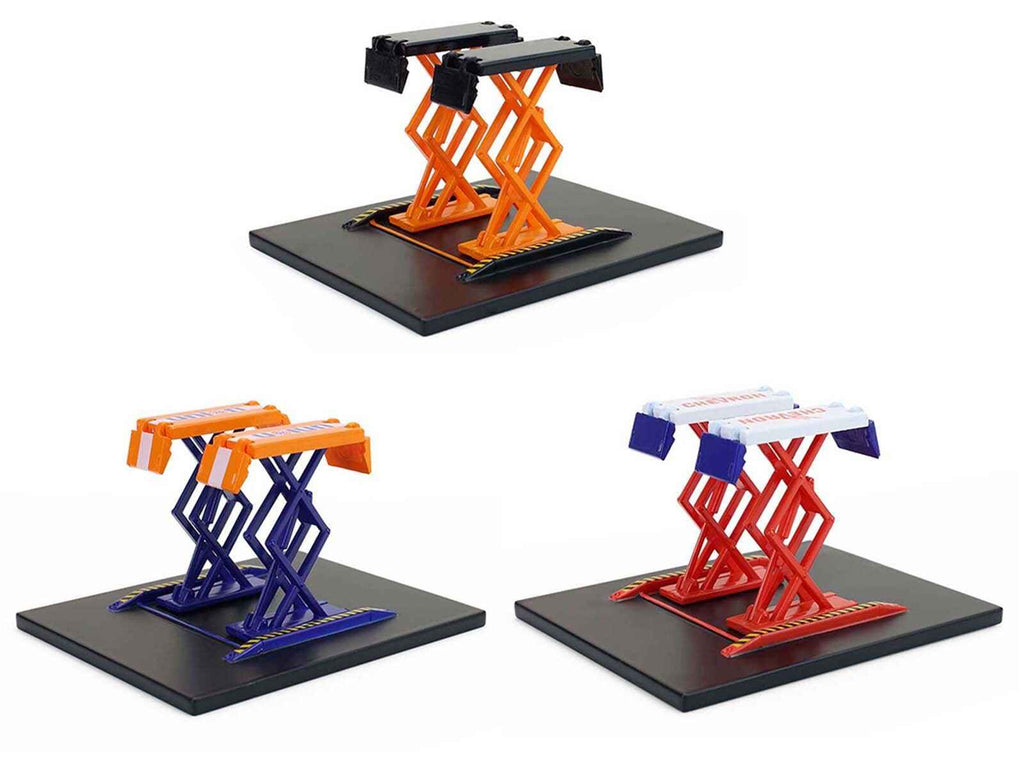 Automotive "Double Scissor Lifts" Series #2 Set of 3 pieces 1/64 Diecast Models by Greenlight