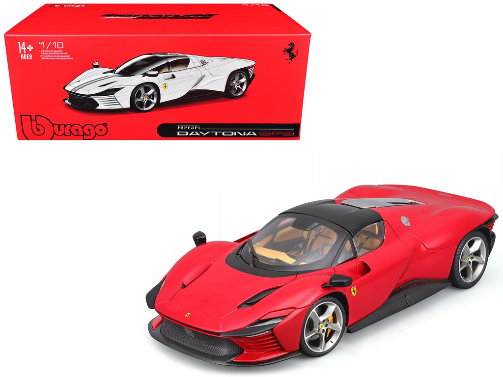 Ferrari Daytona SP3 Red with Black Top "Signature Series" 1/18 Diecast Model Car by Bburago