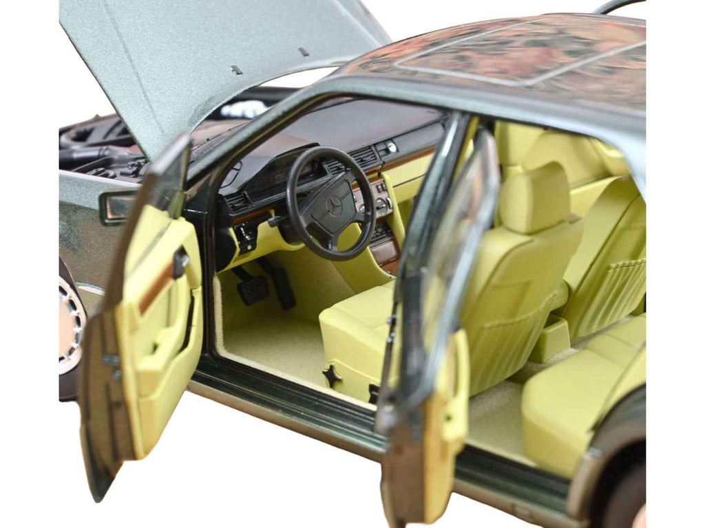 1990 Mercedes-Benz 230 E Night Green Metallic with Green Interior 1/18 Diecast Model Car by Norev