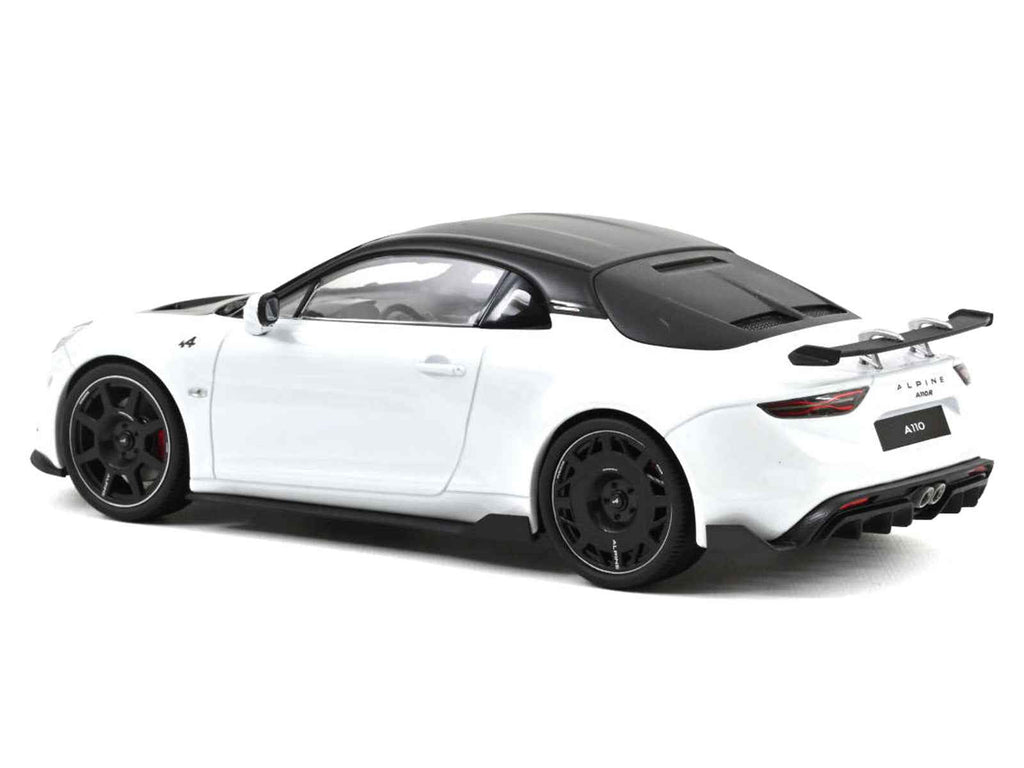 2024 Alpine A110 R Pearl White Metallic with Carbon Hood and Top 1/18 Diecast Model Car by Norev