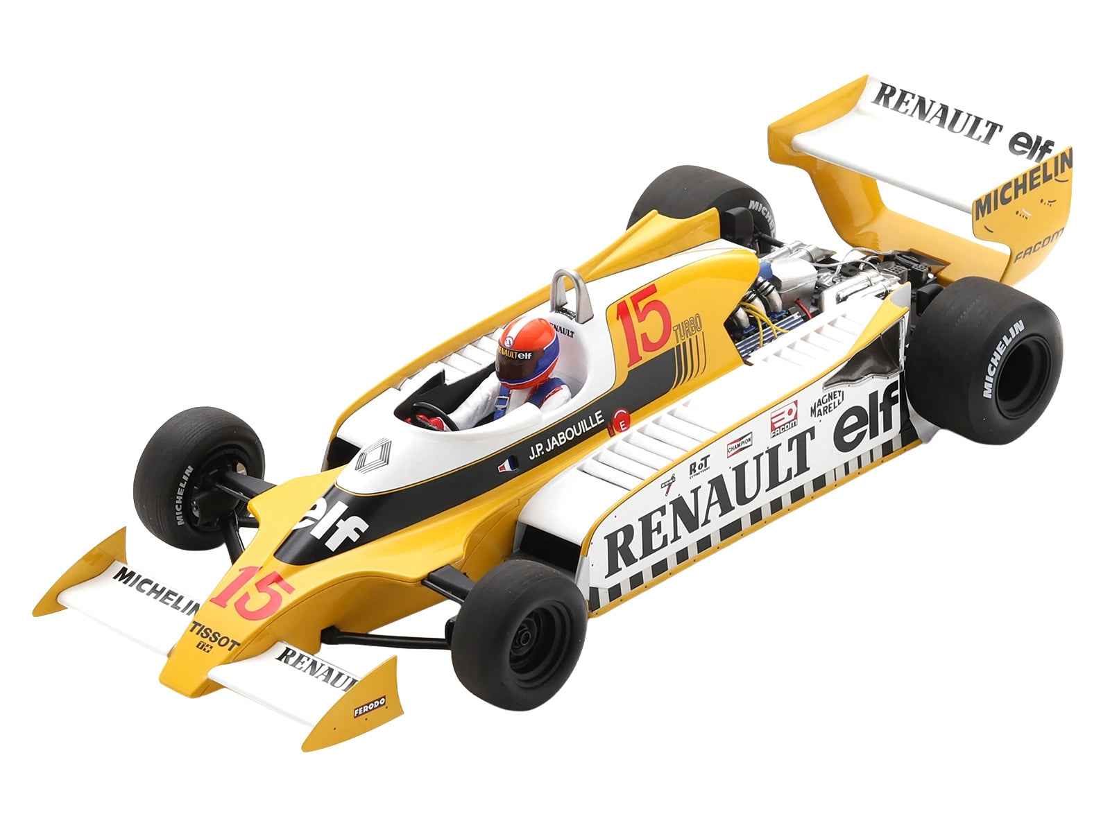 Renault RS11 #15 Jean-Pierre Jabouille "Equipe Renault Elf" Winner Formula One F1 "French GP" (1979) with Acrylic Display Case 1/18 Model Car by Spark