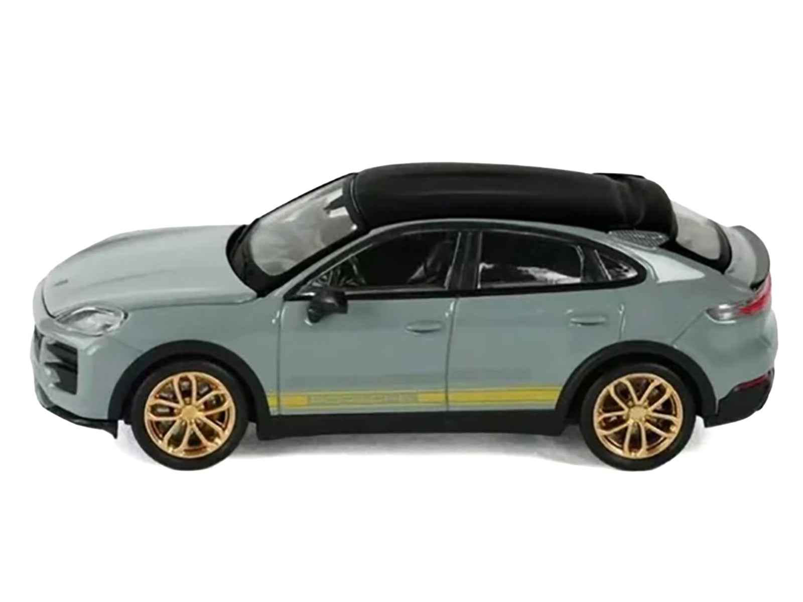 Porsche Cayenne Turbo GT Gray with Black Top and Gold Stripes 1/64 Diecast Model Car by Trends Hobby