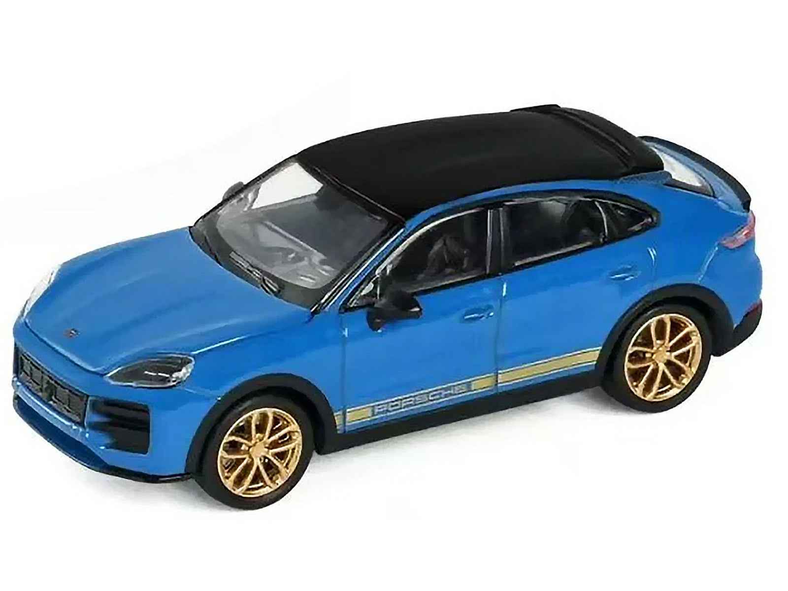 Porsche Cayenne Turbo GT Blue with Black Top and Gold Stripes 1/64 Diecast Model Car by Trends Hobby
