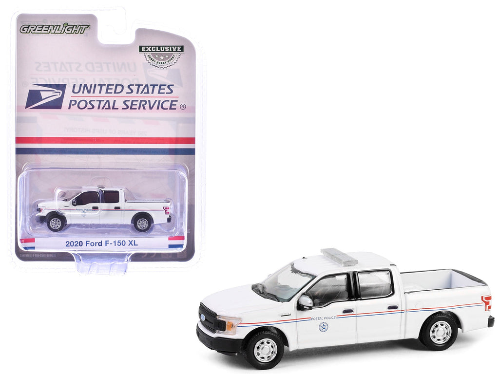 2020 Ford F-150 XL Pickup Truck "United States Postal Service (USPS) Postal Police" White with Red and Blue Stripes "Hobby Exclusive" Series 1/64 Diecast Model Car by Greenlight