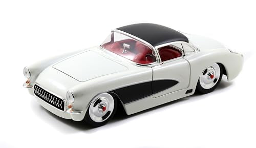 1957 Chevrolet Corvette Satin Cream Metallic with Matt Black Top and Side 1/24 Diecast Model Car by Jada