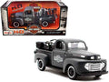 1948 Ford F-1 Pickup Truck and 1942 Harley-Davidson WLA Flathead Motorcycle Matt Dark Gray "Harley-Davidson Custom" 1/24 Diecast Models by Maisto