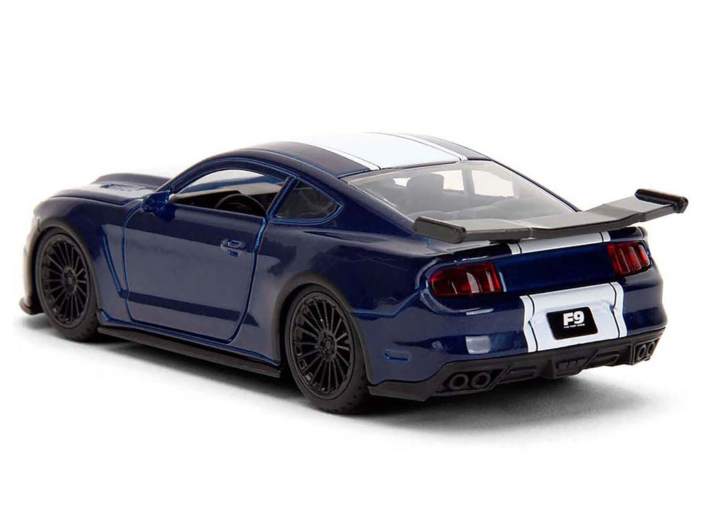 2016 Ford Mustang GT Dark Blue Metallic with White Stripe "F9" (2021) Movie "Fast & Furious" Series 1/32 Diecast Model Car by Jada