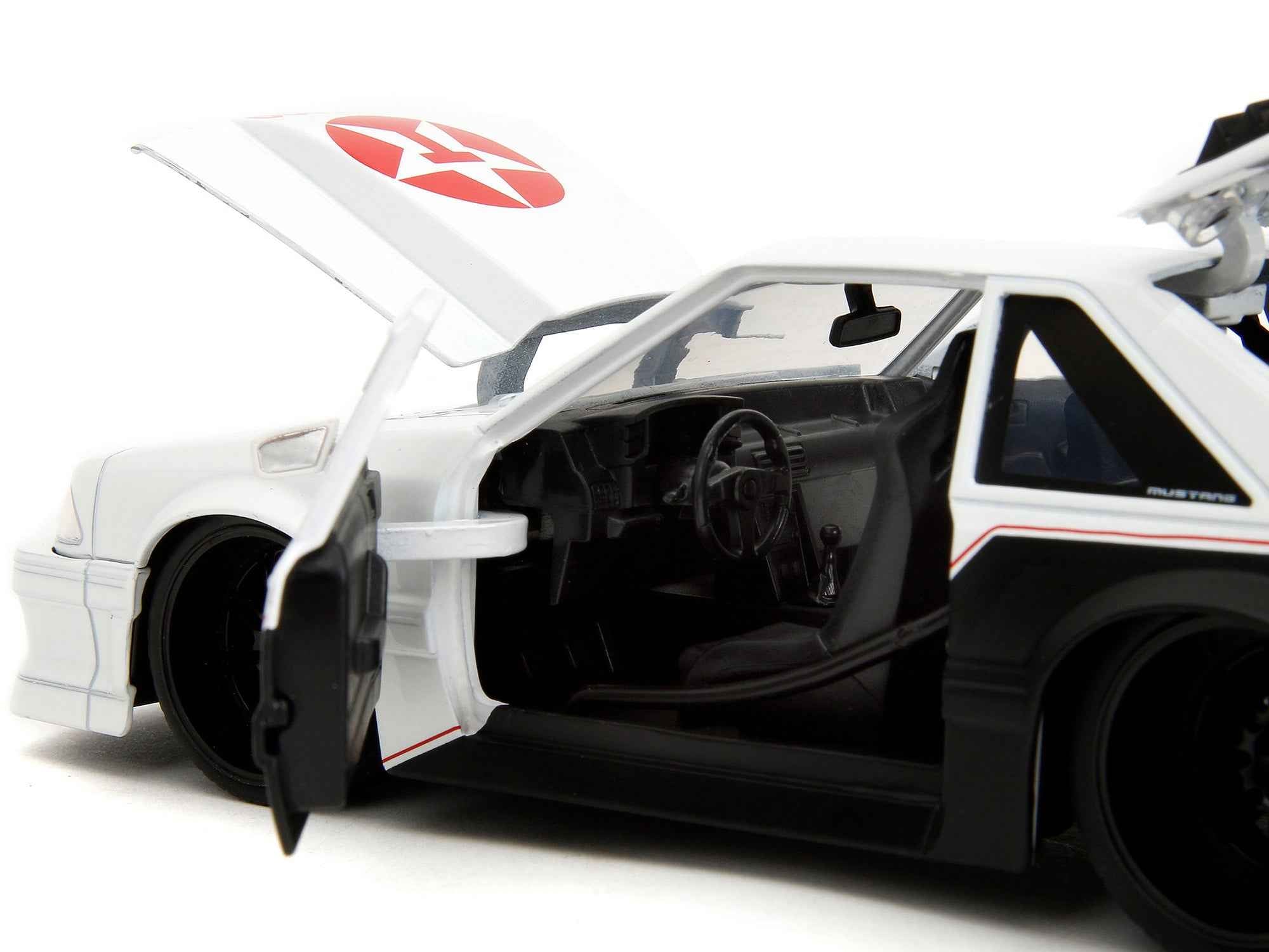 1989 Ford Mustang GT "Texaco" White and Matt Black with Graphics "Bigtime Muscle" Series 1/24 Diecast Model Car by Jada