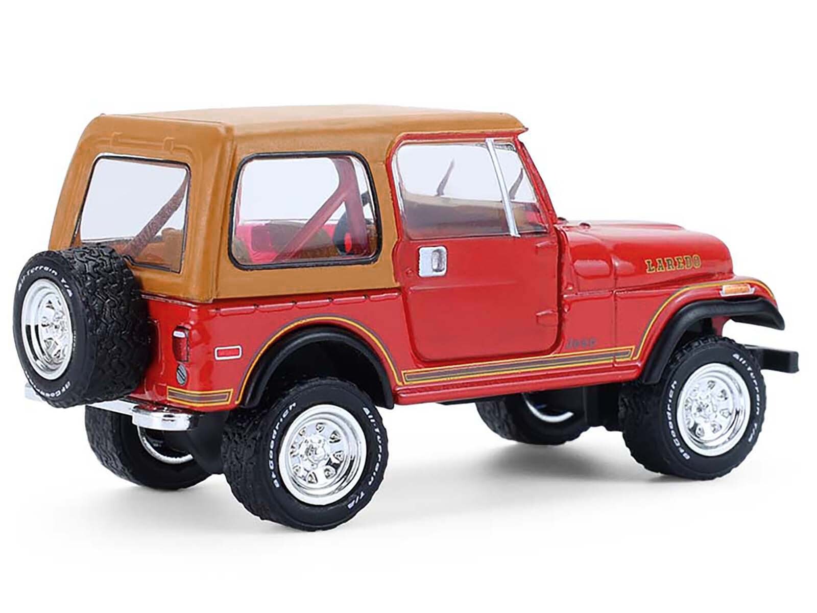 1980 Jeep CJ-7 Laredo Red with Tan Top "All Terrain" Series 17 1/64 Diecast Model Car by Greenlight