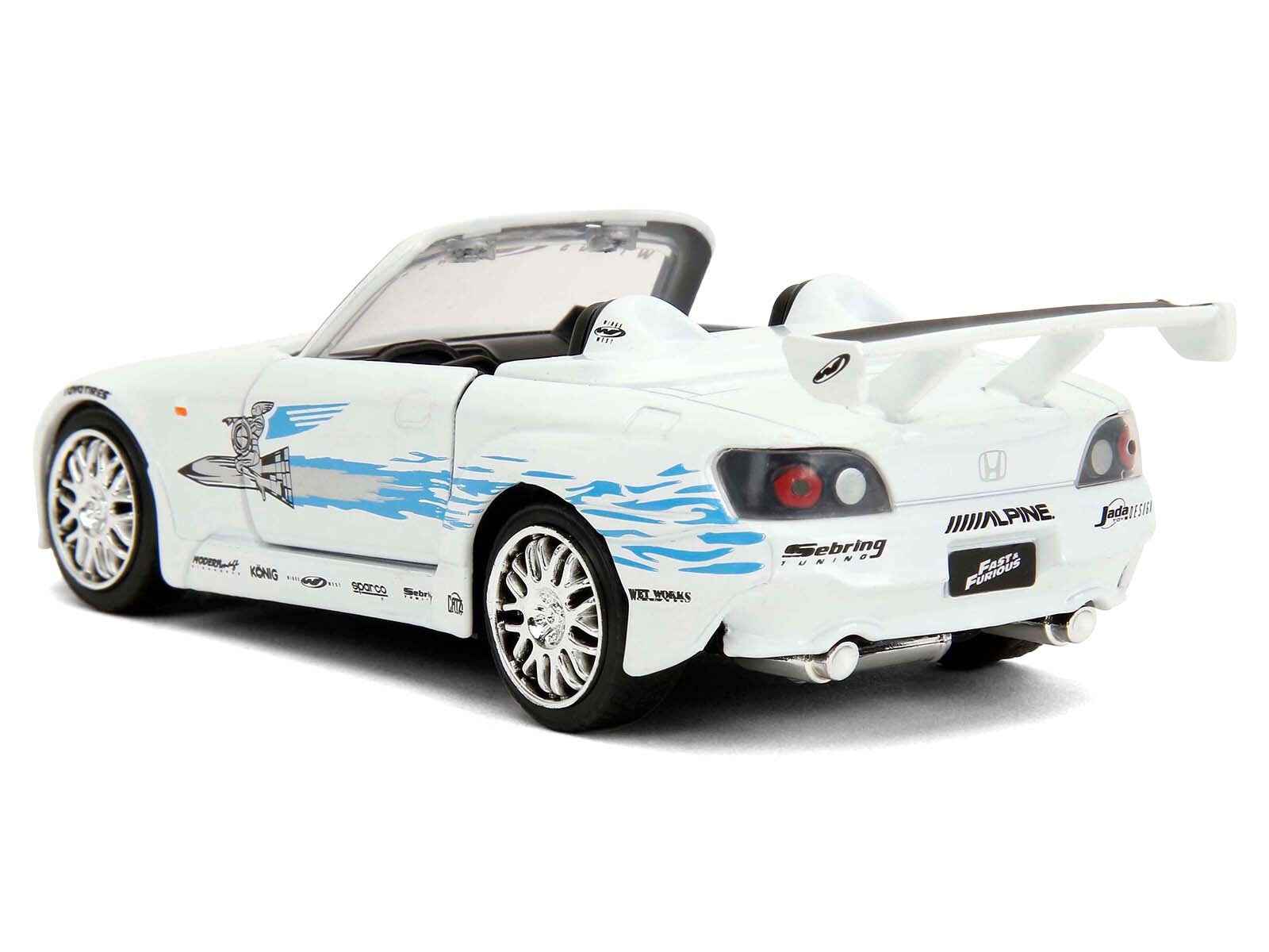 2001 Honda S2000 Convertible White with Graphics "Fast & Furious Remix - 25th Anniversary" Series 1/32 Diecast Model Car by Jada