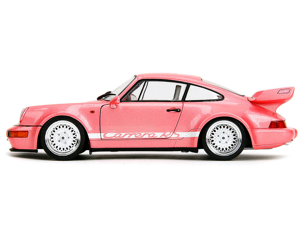 Porsche 911 Carrera RS (964) Pink Metallic with White Stripes "Pink Slips" Series 1/18 Diecast Model Car by Jada