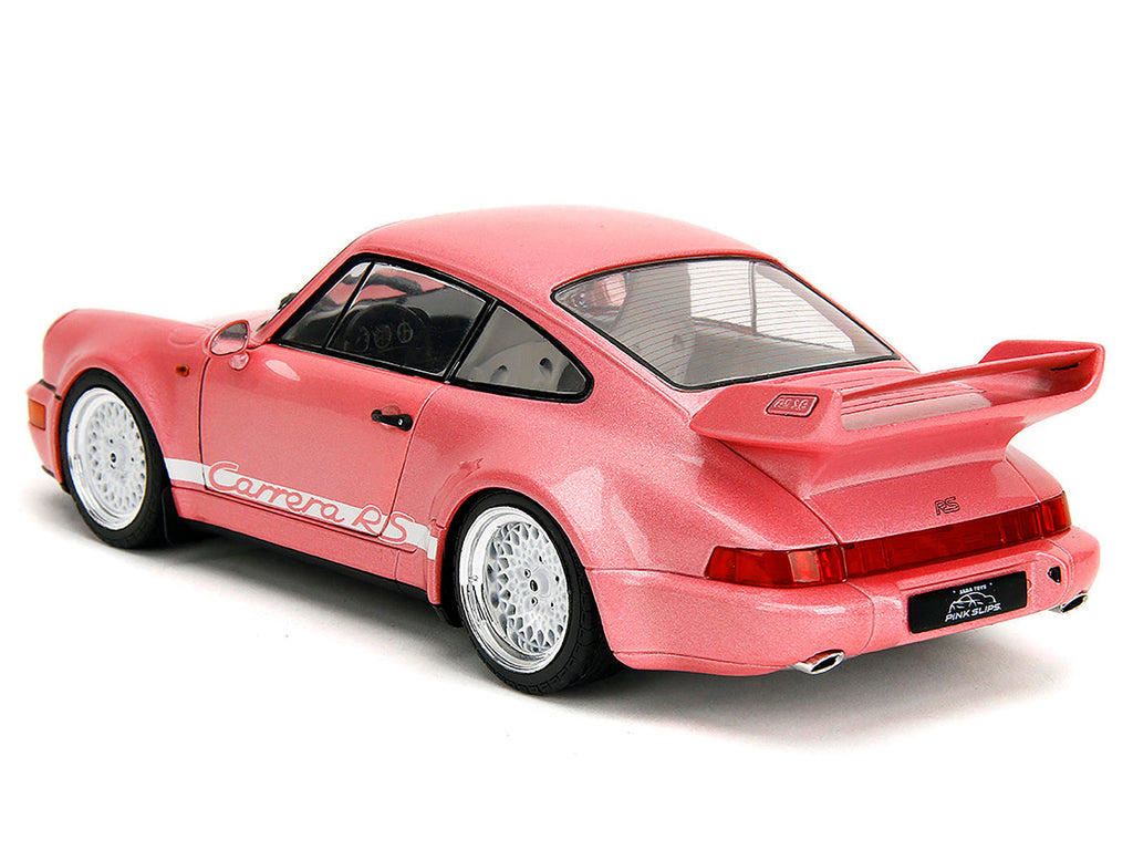 Porsche 911 Carrera RS (964) Pink Metallic with White Stripes "Pink Slips" Series 1/18 Diecast Model Car by Jada