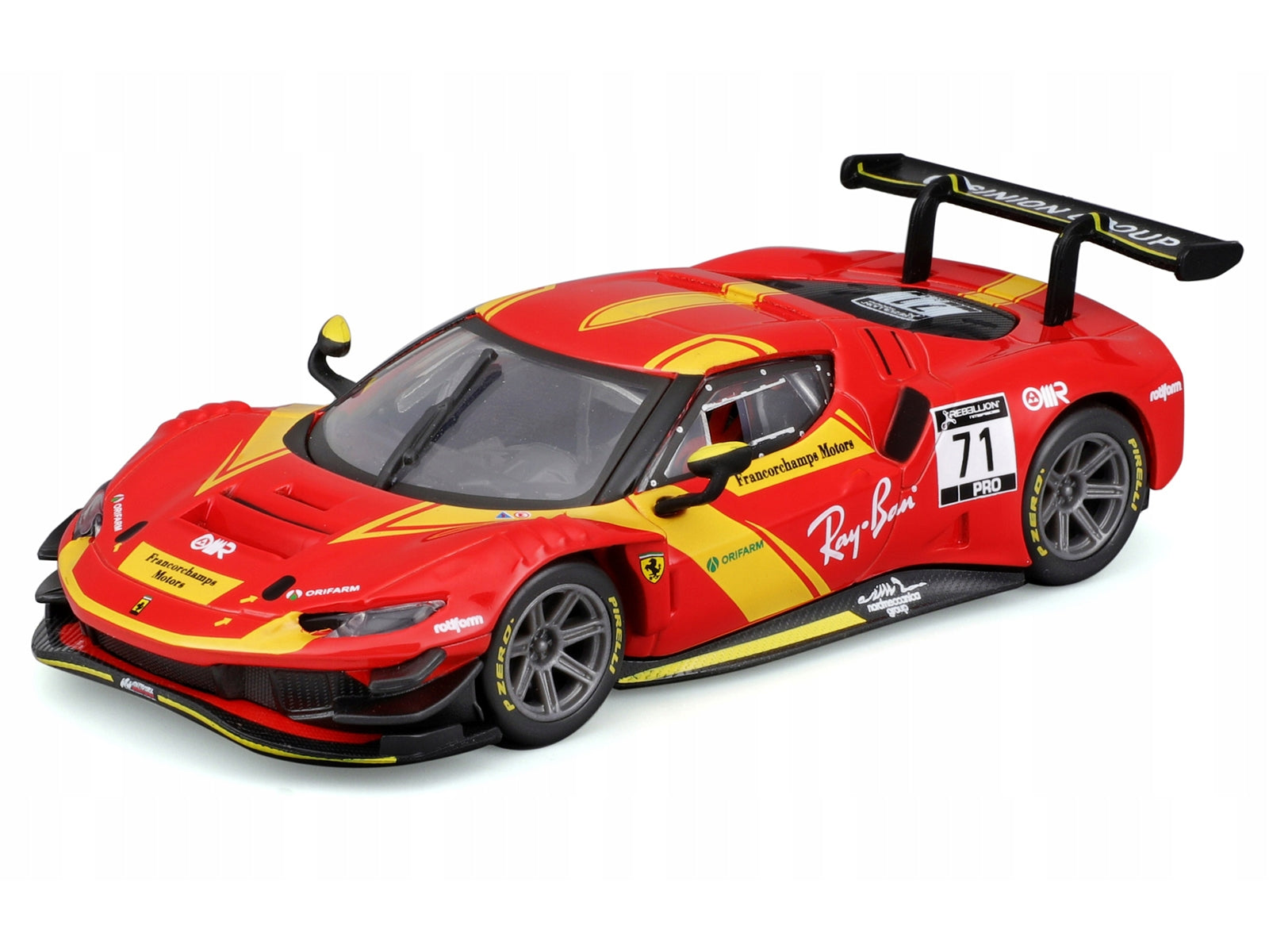 Ferrari 296 GT3 #71 Red "Francorchamps Motors" (2022) "Racing" Series with Display Case 1/43 Diecast Model Car by Bburago