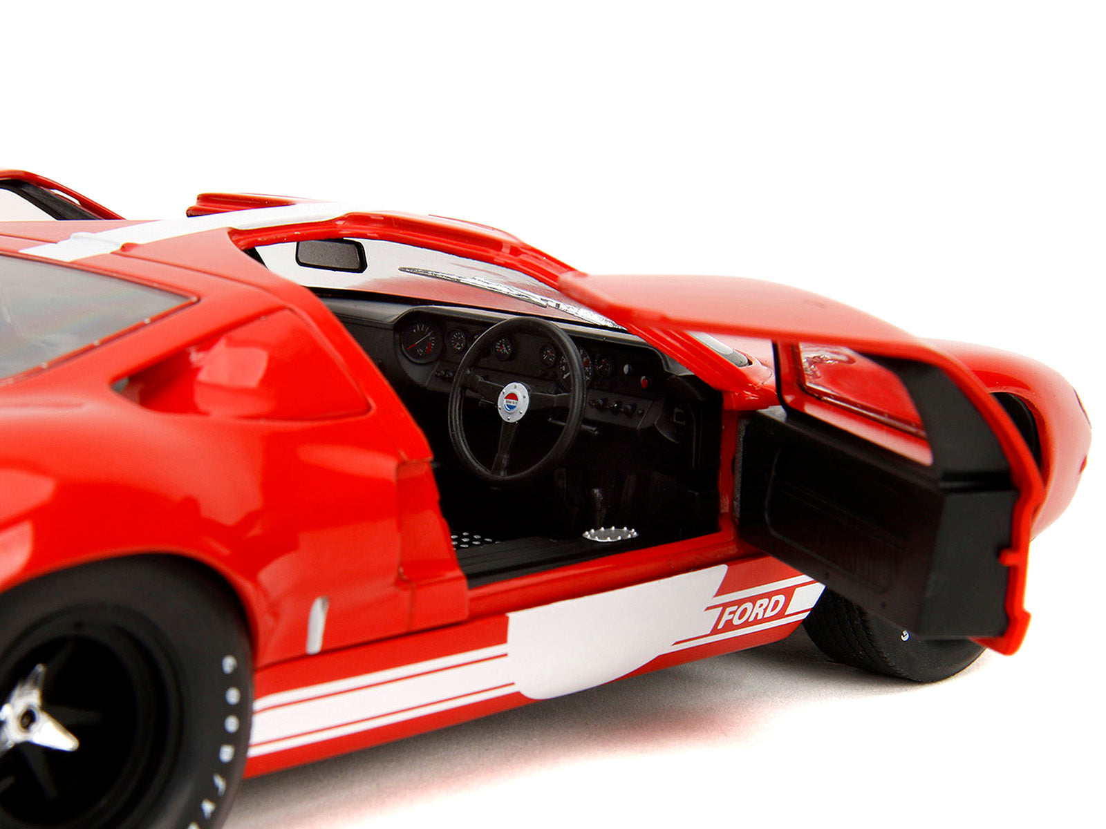 Ford GT40 MK1 Red with White Stripes and Graphics "Pink Slips" Series 1/18 Diecast Model Car by Jada