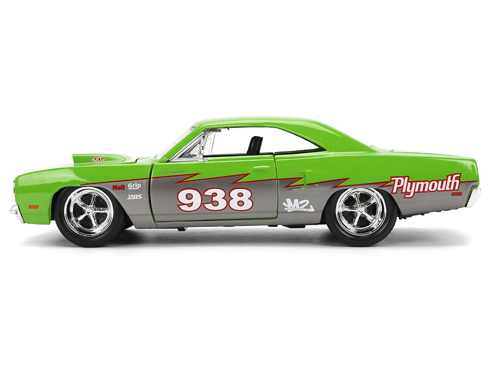1970 Plymouth Road Runner #938 Green and Gray Metallic "Bigtime Muscle" Series 1/24 Diecast Model Car by Jada