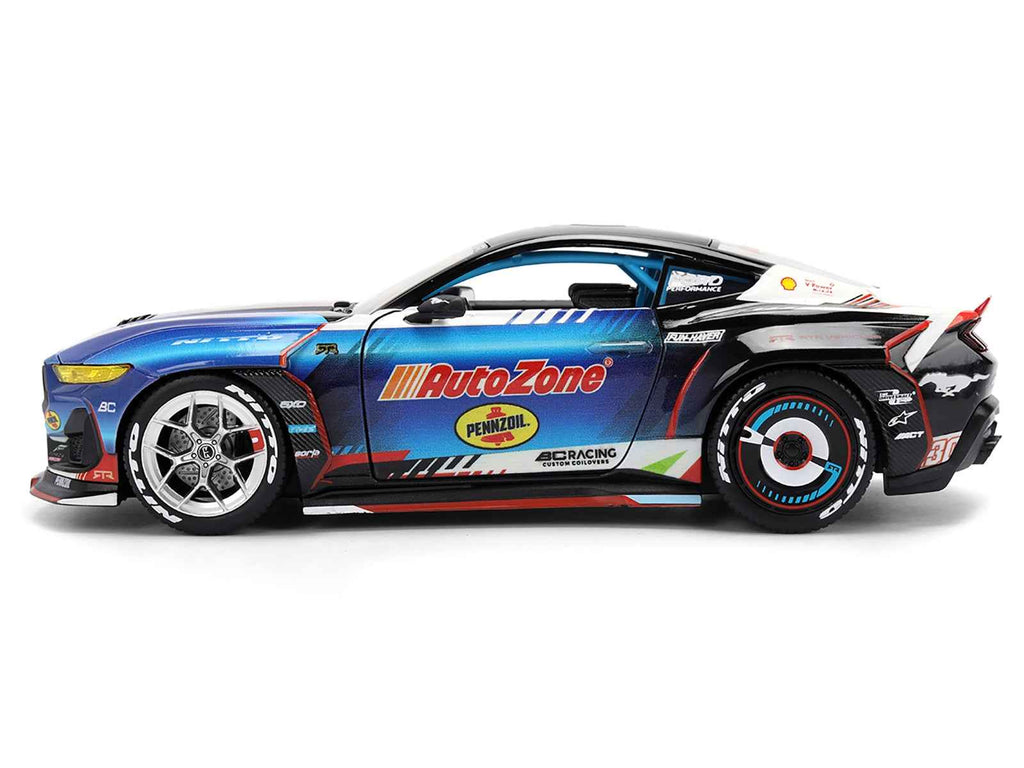 Ford Mustang RTR #130 James Deane "AutoZone" "Formula Drift PRO Championship" (2025) with Lights "RTR Vehicles" Series 1/24 Diecast Model Car by Jada
