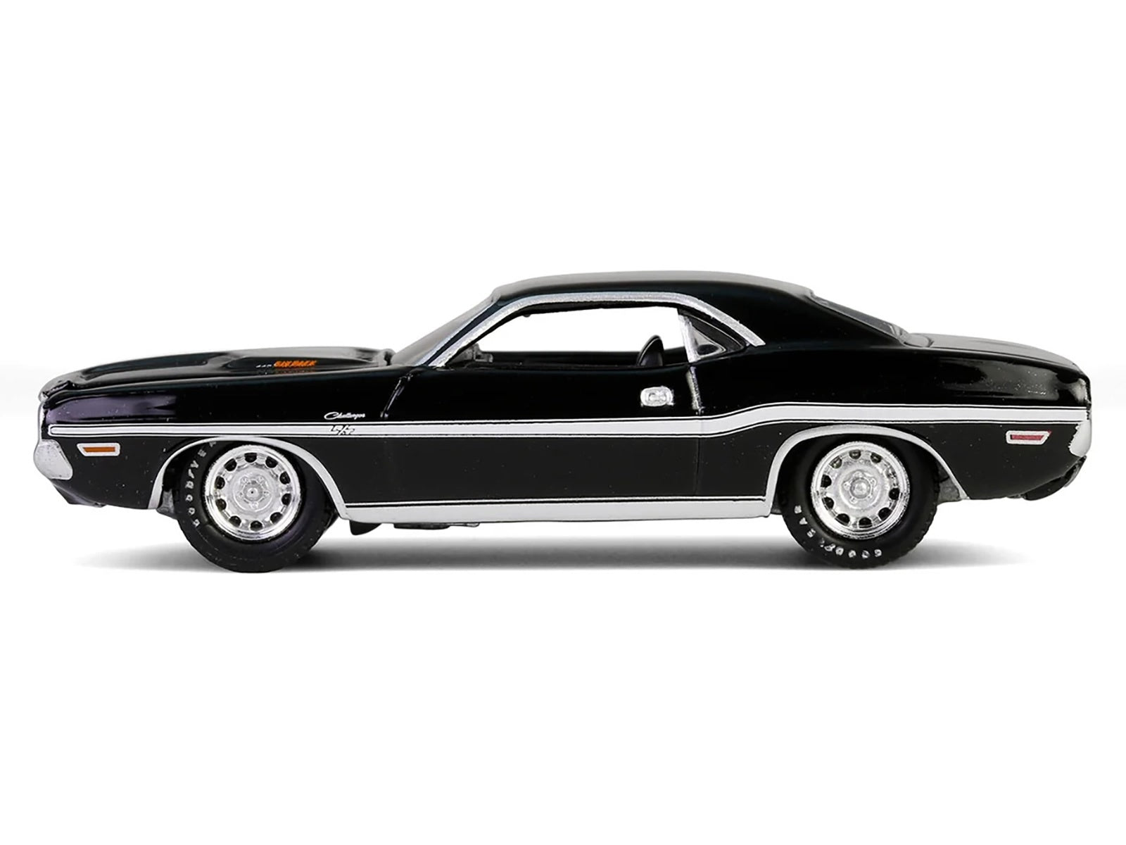 1970 Dodge Challenger R/T 440 Black with White Stripes "Barrett-Jackson" Series 15 1/64 Diecast Model Car by Greenlight