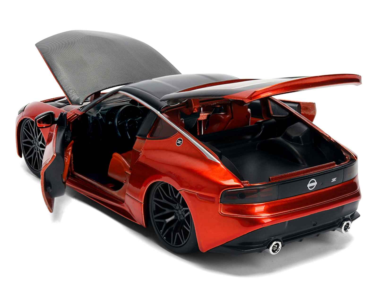 2023 Nissan Z Orange Metallic with Carbon Hood and Black Top "JDM Tuners" Series 1/24 Diecast Model Car by Jada