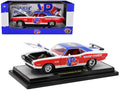 1970 Dodge Challenger R/T Hemi White with Red and Blue Stripes with Red Interior "VP Racing" Limited Edition to 5710 pieces Worldwide 1/24 Diecast Model Car by M2 Machines