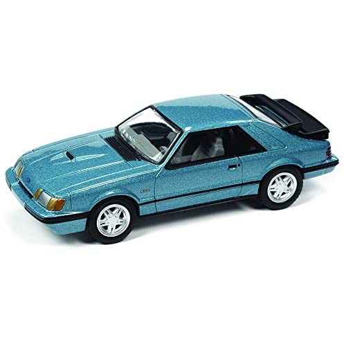1986 Ford Mustang SVO Light Regatta Blue Metallic with Black Stripes "Classic Gold Collection" Series Limited Edition to 12768 pieces Worldwide 1/64 Diecast Model Car by Johnny Lightning
