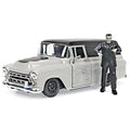 1957 Chevrolet Suburban Gray and Black with Graphics and Frankenstein Diecast Figurine "Universal Monsters" "Hollywood Rides" Series 1/24 Diecast Model Car by Jada