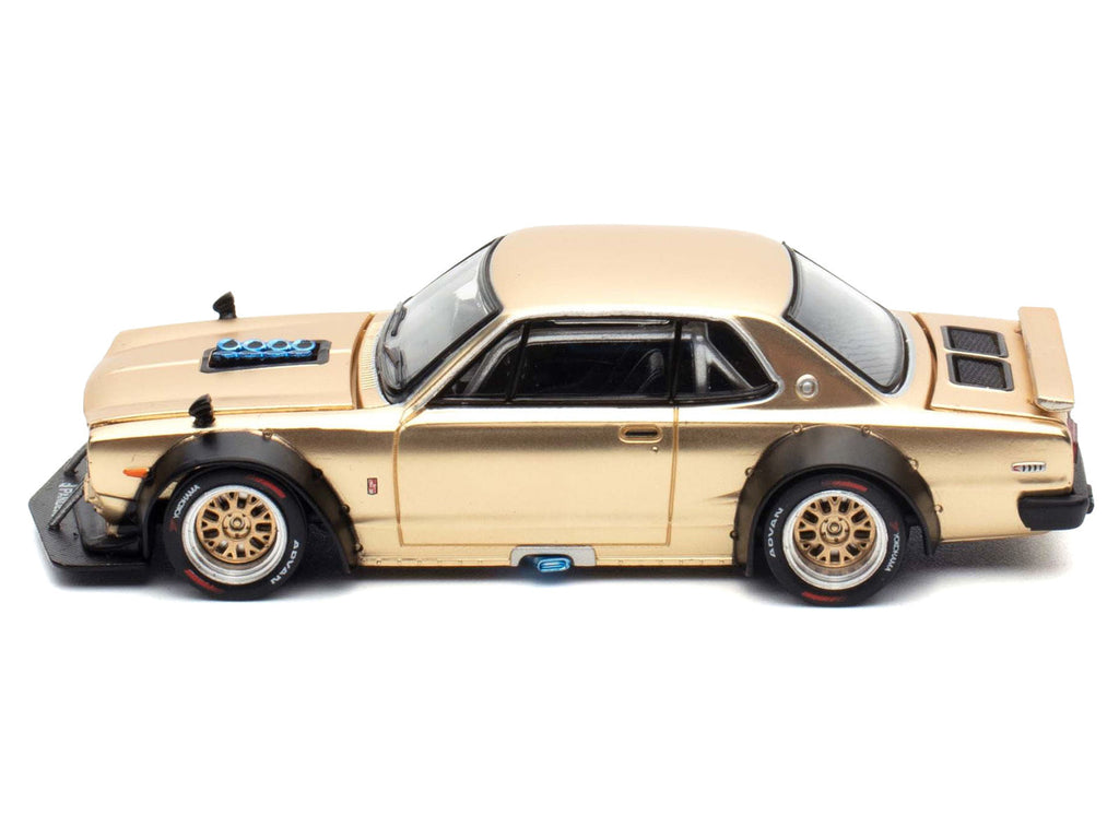 Skyline GT-R V8 Drift "Hakosuka" RHD (Right Hand Drive) Gold Metallic 1/64 Diecast Model Car by Pop Race