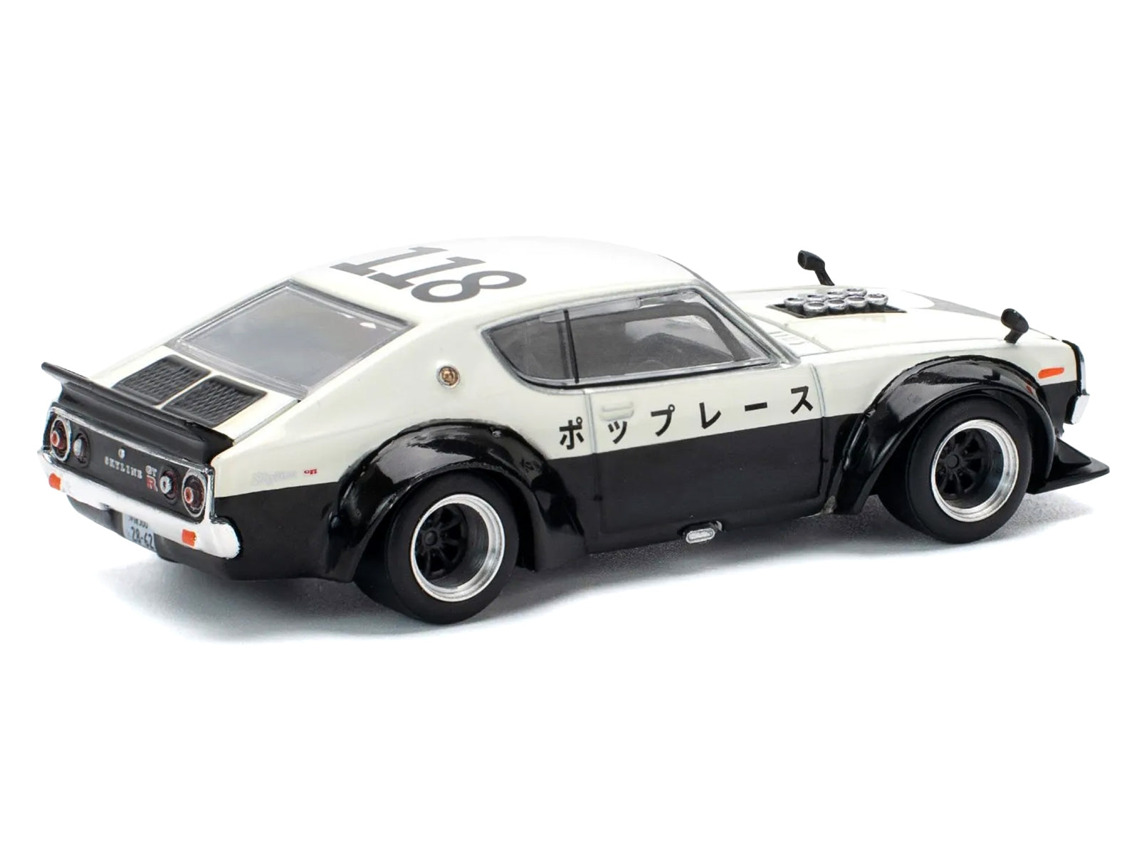 Skyline KPGC110 "Kenmeri" RHD (Right Hand Drive) "Japan National Police Agency Livery" Black and White 1/64 Diecast Model Car by Pop Race