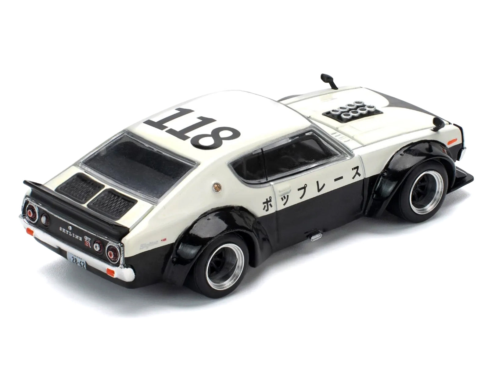 Skyline KPGC110 "Kenmeri" RHD (Right Hand Drive) "Japan National Police Agency Livery" Black and White 1/64 Diecast Model Car by Pop Race