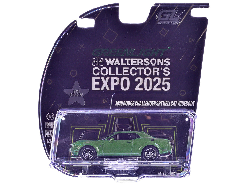 2020 Dodge Challenger SRT Hellcat Widebody F8 Green Metallic with Black Indiana Stripes "2025 Greenlight Waltersons Collector's Expo Exclusive" 1/64 Diecast Model Car by Greenlight