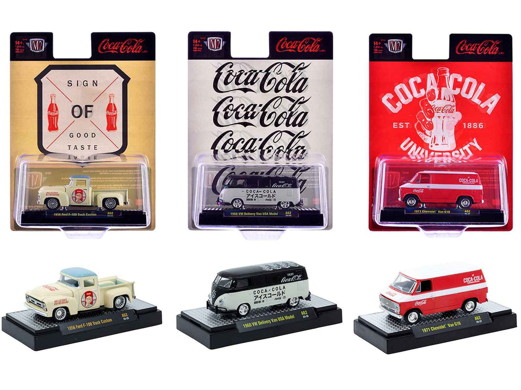 "Coca-Cola" Set of 3 pieces Release 62 Limited Edition to 8000 pieces Worldwide 1/64 Diecast Model Cars by M2 Machines