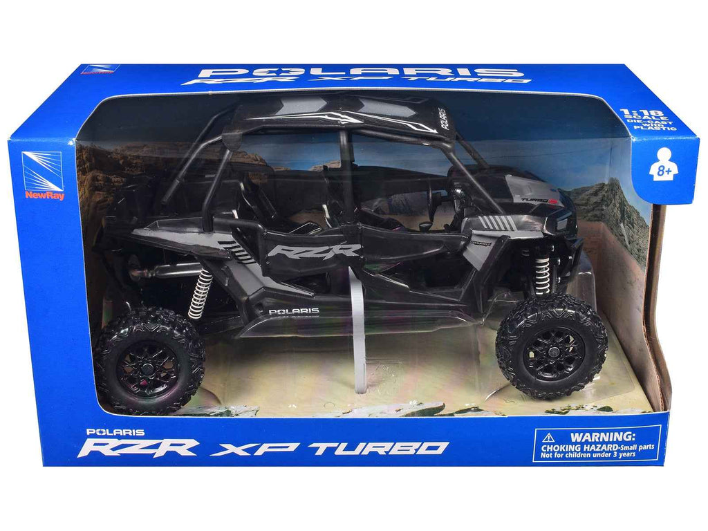 Polaris RZR XP 4 Turbo EPS Sport UTV Onyx Black with Gray Graphics 1/18 Diecast Model by New Ray