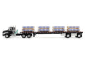Mack Pinnacle Day Cab with Minimizer Parts & 53' Wilson Roadbrute Flatbed Trailer with "Carlisle Roofing" Loaded Pallets Black with Silver Top and Stripes 1/64 Diecast Model by DCP/First Gear