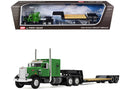 Peterbilt 351 with 60" Vintage Sleeper and Rogers Vintage Lowboy Trailer Green with Black Trailer 1/64 Diecast Model by DCP/First Gear