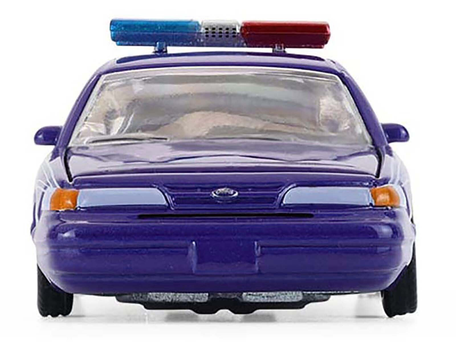 1992 Ford Crown Victoria Lowrider Blue with Graphics and Lightbar "California Lowriders" Series 7 1/64 Diecast Model Car by Greenlight