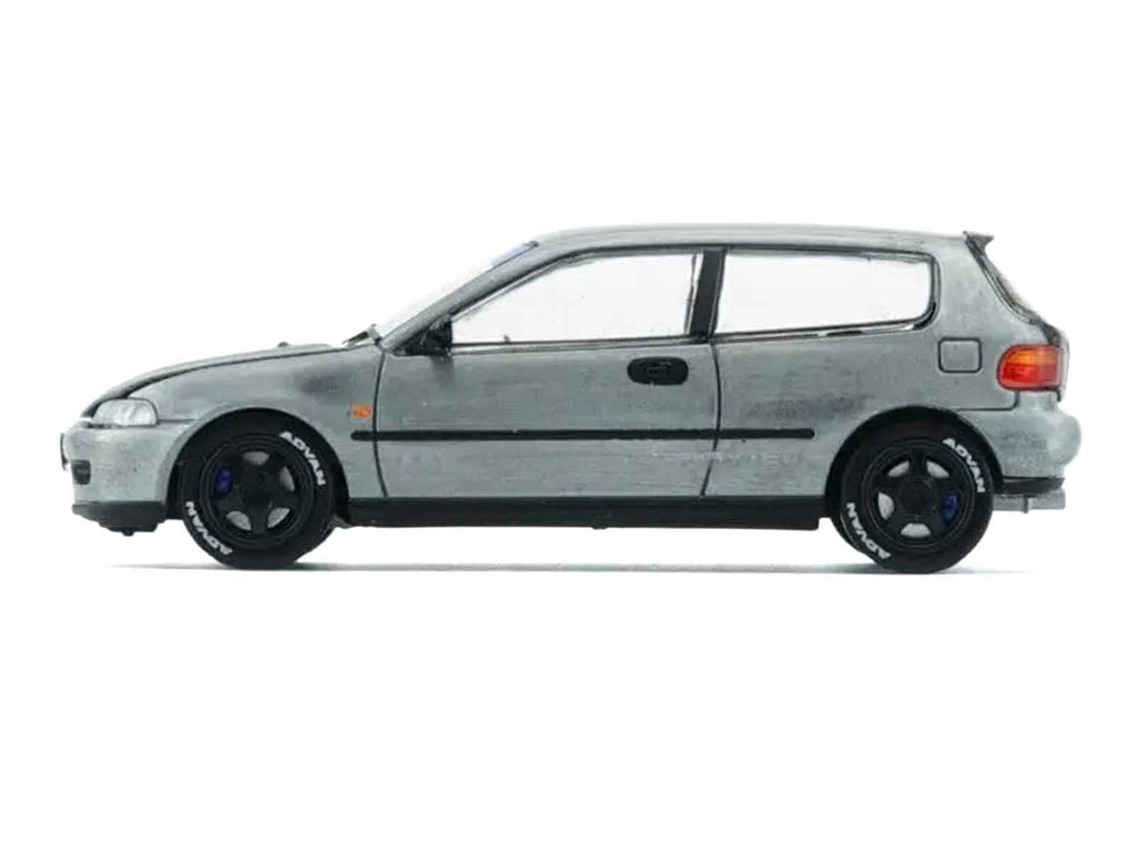 Honda Civic EG6 RHD (Right Hand Drive) Raw Metal with Carbon Hood with Alternates 1/64 Diecast Model Car by BM Creations
