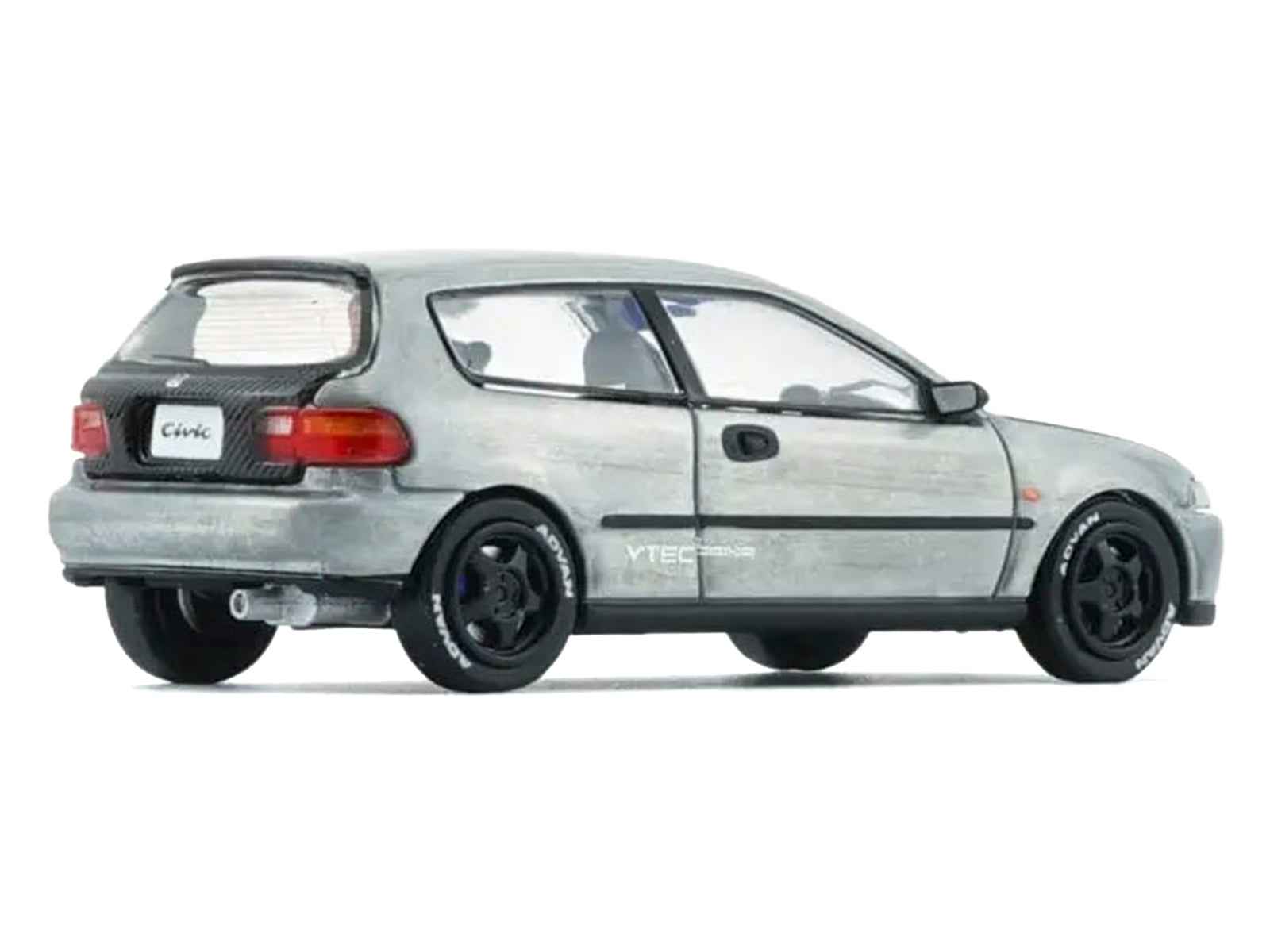 Honda Civic EG6 RHD (Right Hand Drive) Raw Metal with Carbon Hood with Alternates 1/64 Diecast Model Car by BM Creations