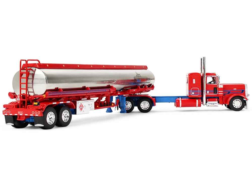 Peterbilt 389 with 36" Flat Top Sleeper and Heil Fuel Tank Trailer "Sancken Custom Truck by Amcan" Red "Big Rigs" Series II #3 1/64 Diecast Model by DCP/First Gear