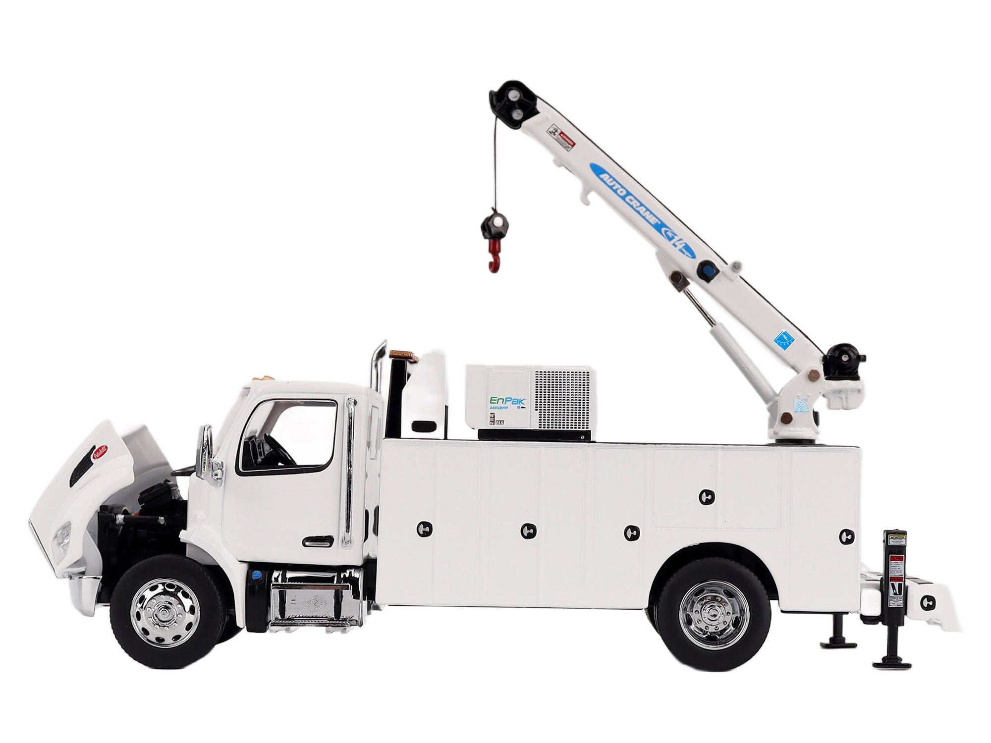Peterbilt 536 Auto-Crane Titan85-Body HC14-Crane Work Truck with Miller EnPak White "Transport Series" 1/50 Diecast Model by Diecast Masters