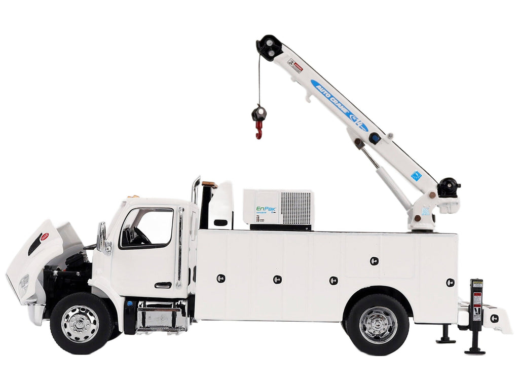 Peterbilt 536 Auto-Crane Titan 85-Body HC14-Crane Work Truck with Miller EnPak White "Transport Series" 1/50 Diecast Model by Diecast Masters