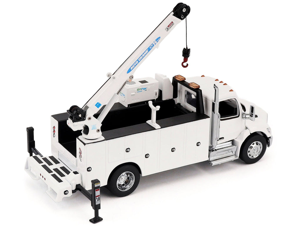 Peterbilt 536 Auto-Crane Titan 85-Body HC14-Crane Work Truck with Miller EnPak White "Transport Series" 1/50 Diecast Model by Diecast Masters