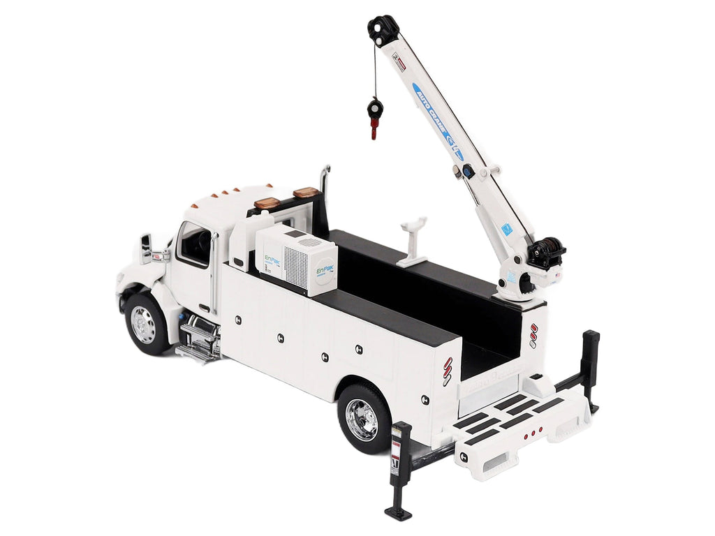 Peterbilt 536 Auto-Crane Titan 85-Body HC14-Crane Work Truck with Miller EnPak White "Transport Series" 1/50 Diecast Model by Diecast Masters