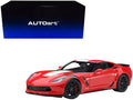 2017 Chevrolet Corvette C7 Grand Sport Red with White Stripe and Black Fender Hash Marks 1/18 Model Car by Autoart