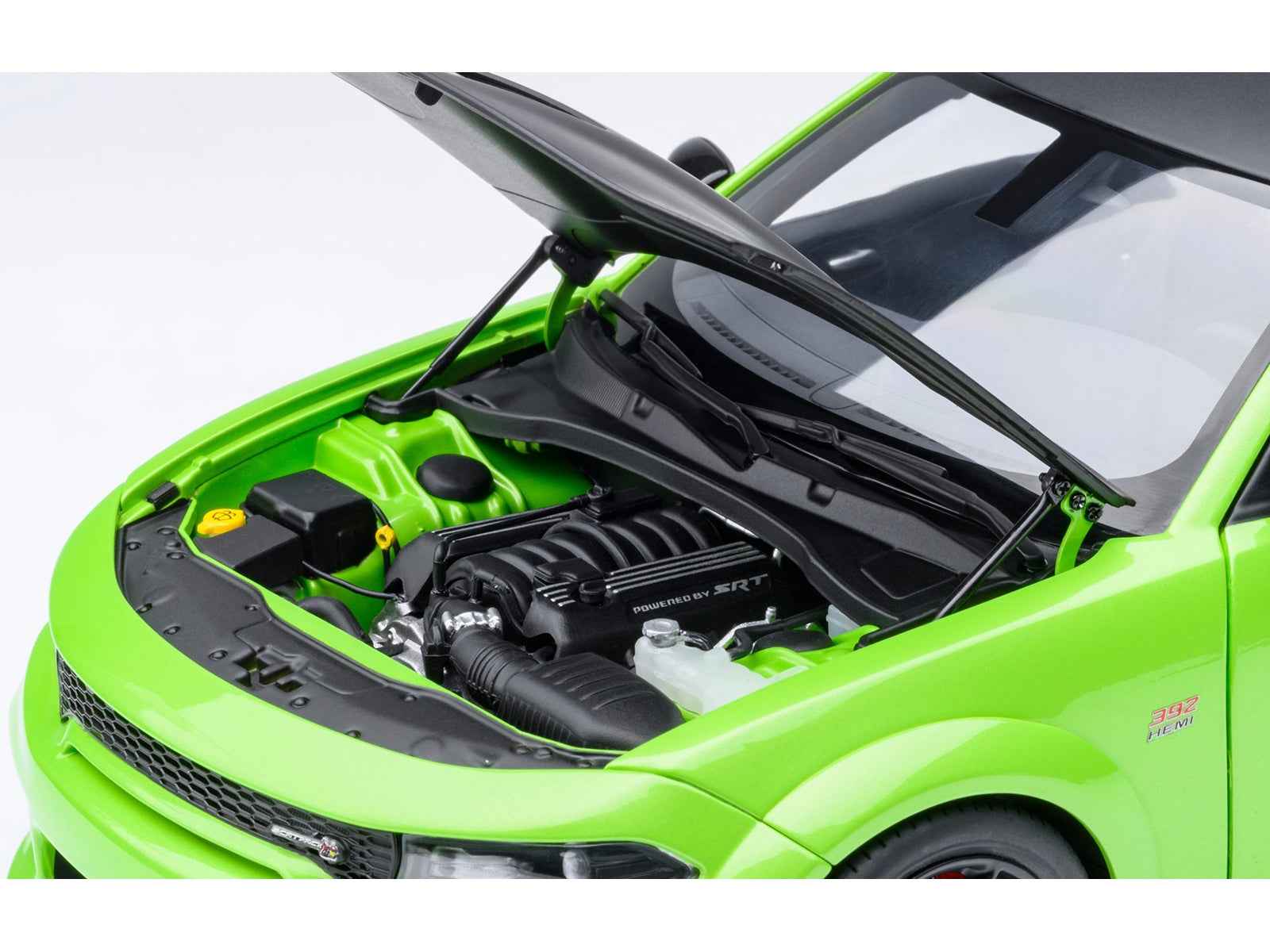 Dodge Charger Scat Pack Widebody Sublime Green with Matt Black Hood and Top 1/18 Model Car by Autoart