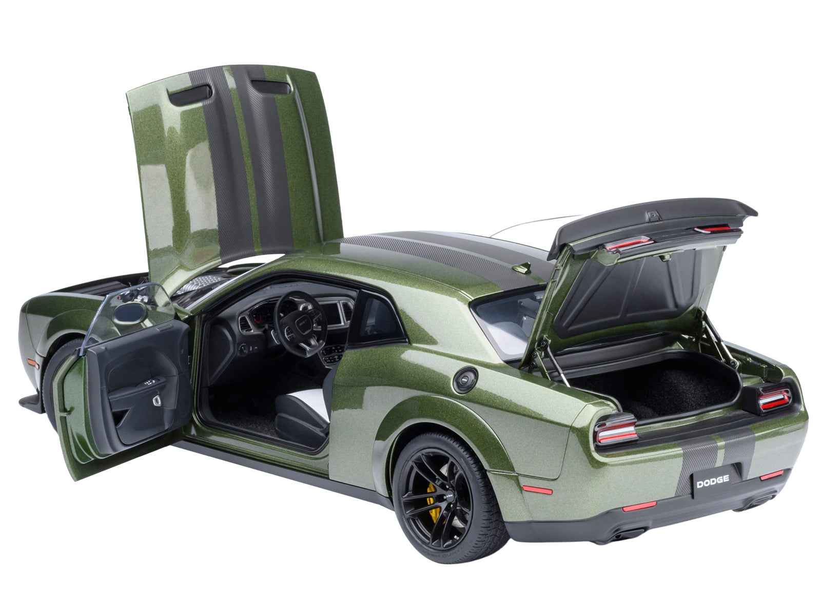 2022 Dodge Challenger SRT Jailbreak F8 Green with Carbon Stripes 1/18 Model Car by Autoart