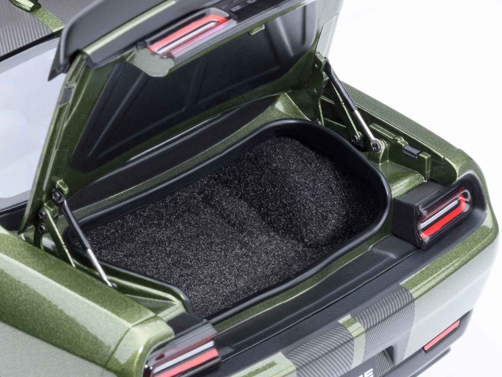 2022 Dodge Challenger SRT Jailbreak F8 Green with Carbon Stripes 1/18 Model Car by Autoart