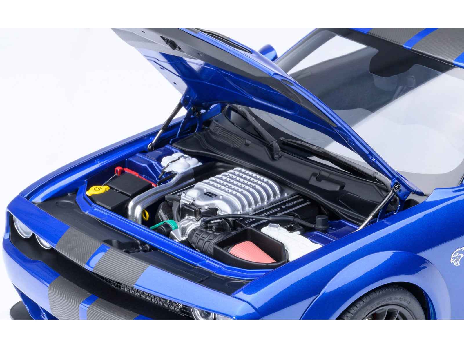 2022 Dodge Challenger SRT Jailbreak Indigo Blue Metallic with Carbon Stripes 1/18 Model Car by Autoart