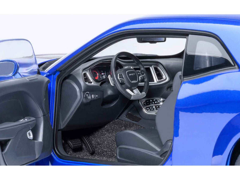 2022 Dodge Challenger SRT Jailbreak Indigo Blue Metallic with Carbon Stripes 1/18 Model Car by Autoart