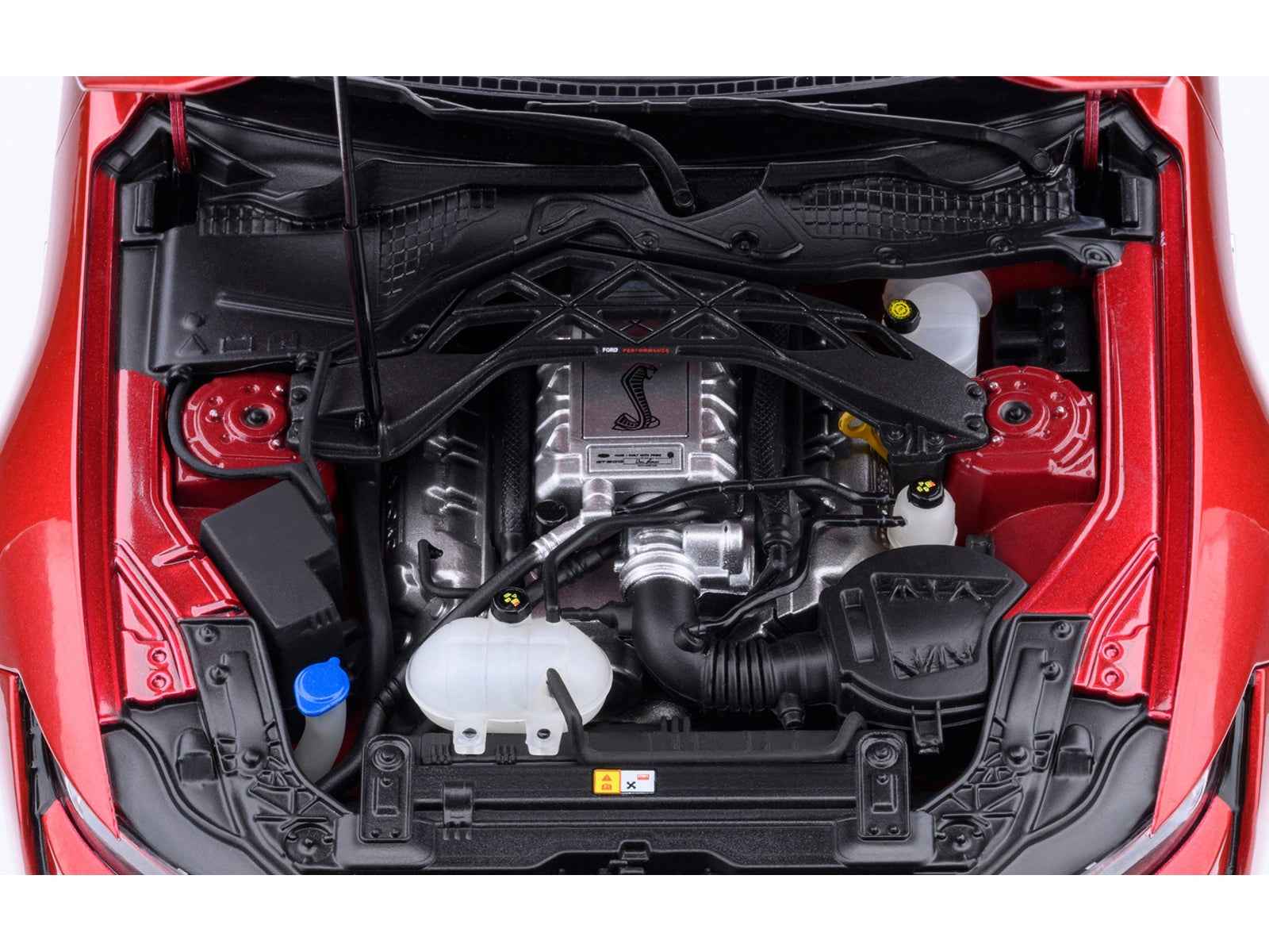 Ford Mustang Shelby GT500 Rapid Red Metallic with Black Stripes 1/18 Model Car by Autoart